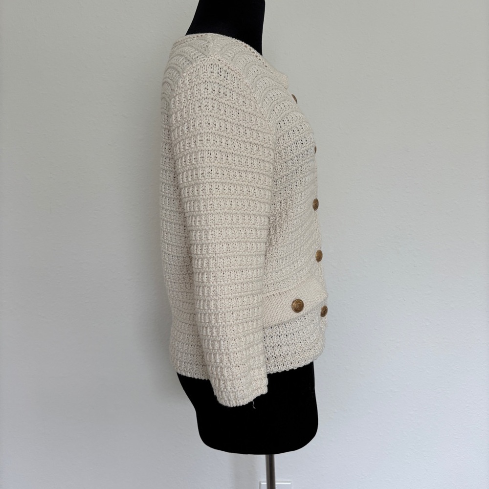 Zara Cream Ecru Textured Knit Cardigan - Picture 3 of 10